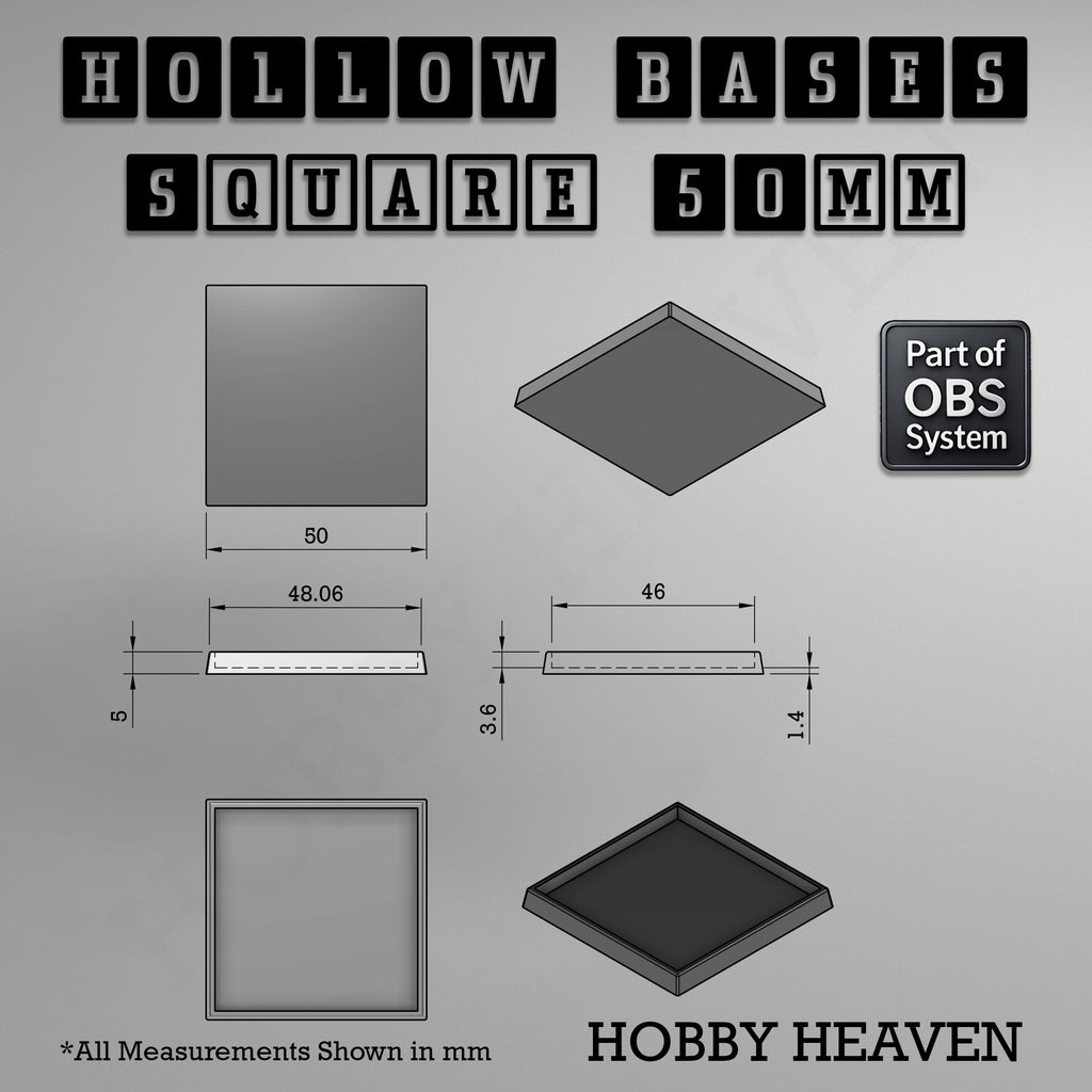 Hollow Bases Range  - Wargaming 3d Printed Bases (OBS System)