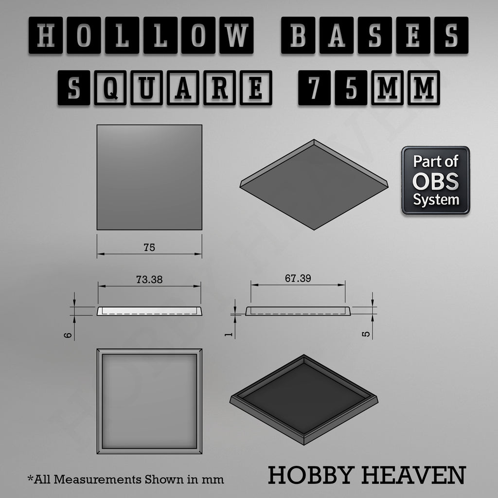 Hollow Bases Range  - Wargaming 3d Printed Bases (OBS System)