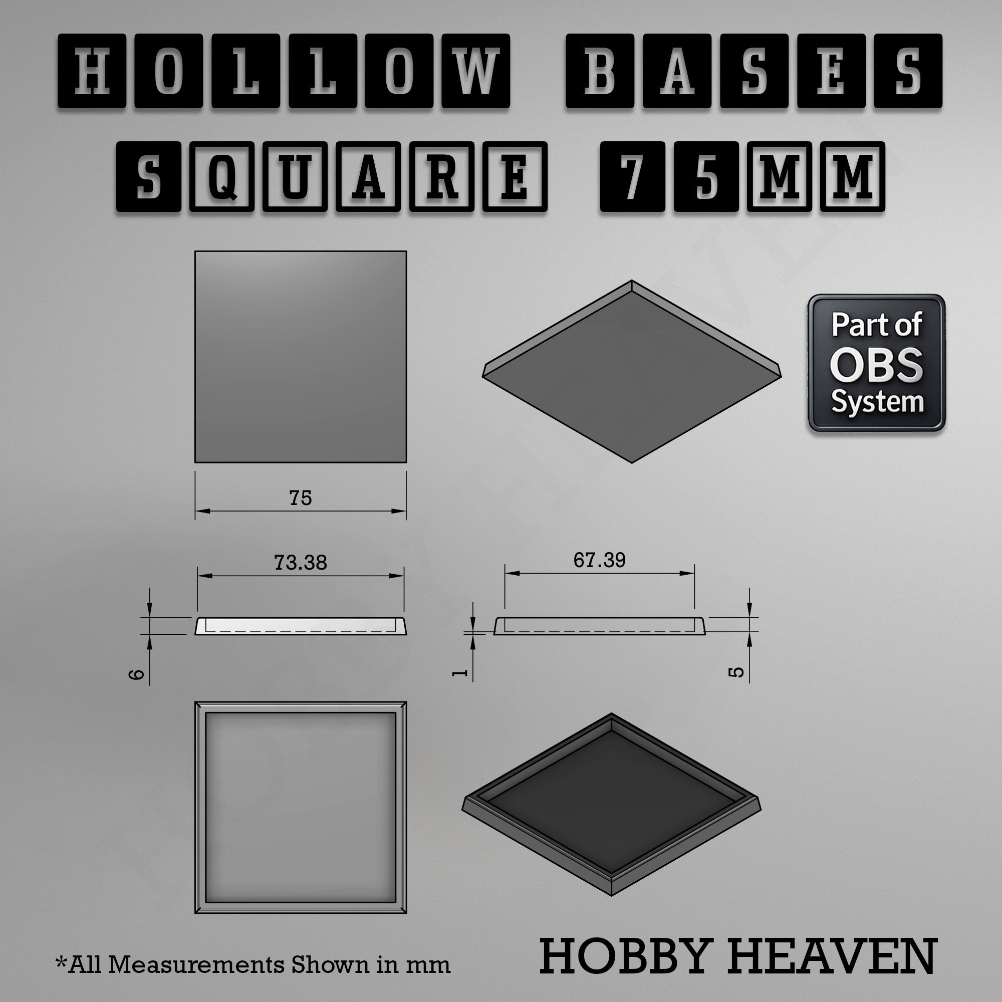 Hollow Bases Range  - Wargaming 3d Printed Bases (OBS System)