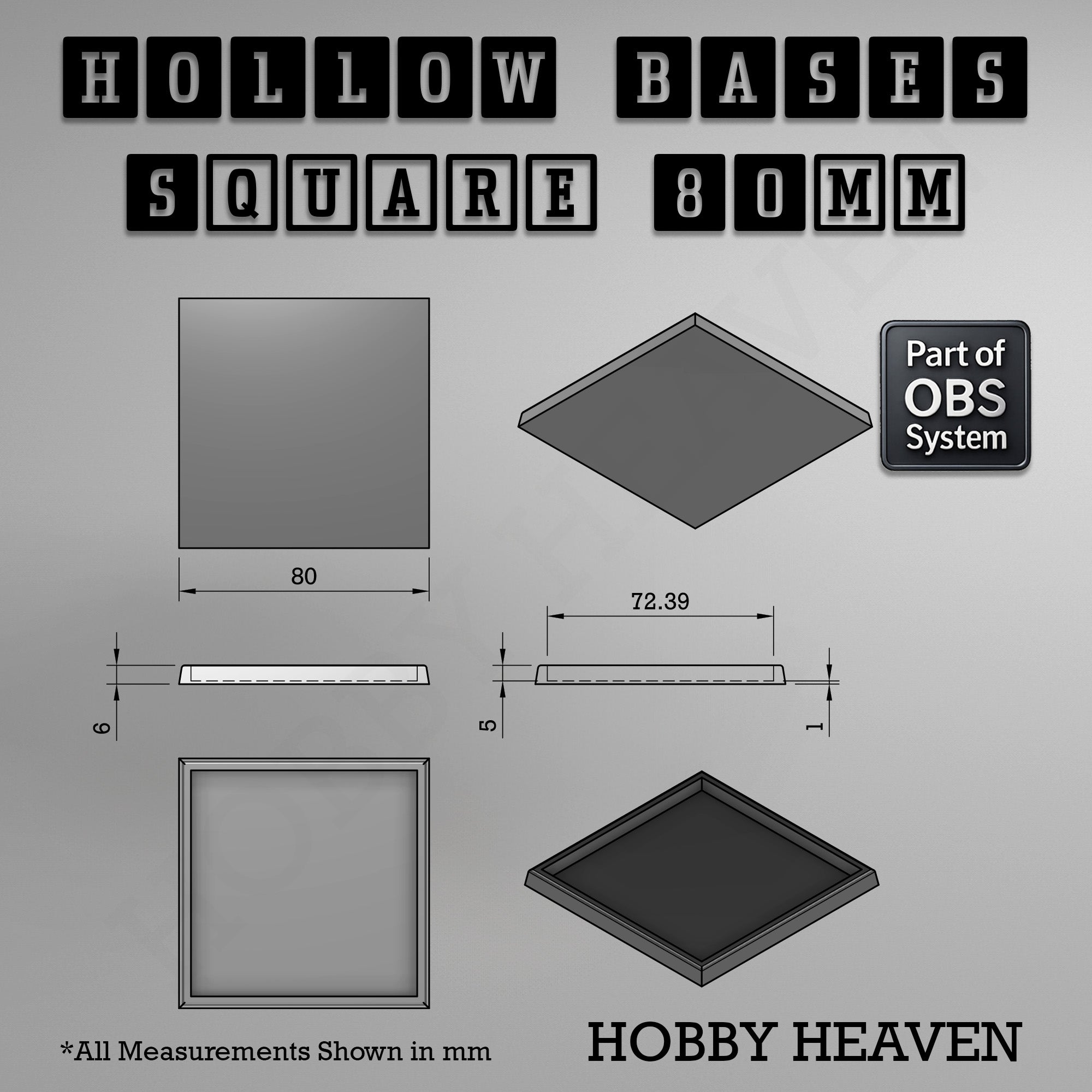 Hollow Bases Range  - Wargaming 3d Printed Bases (OBS System)