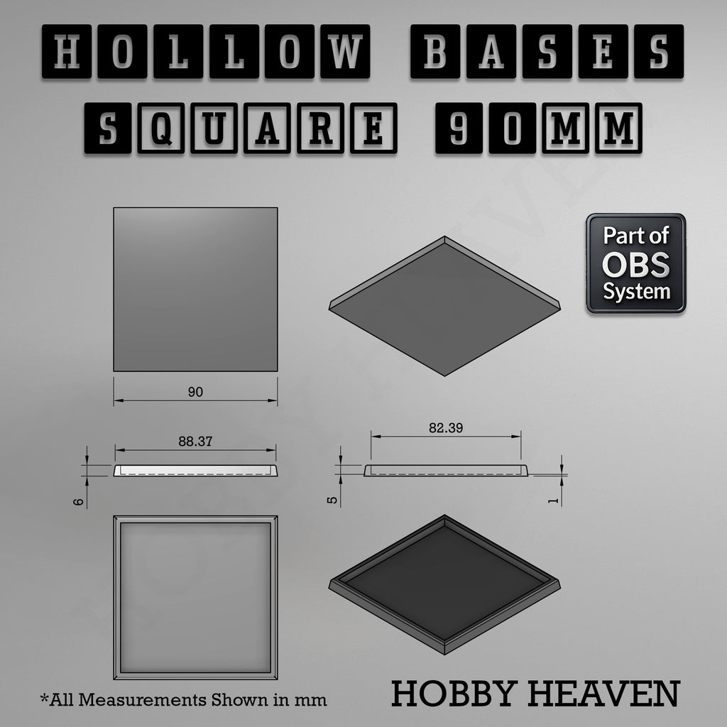 Hollow Bases Range  - Wargaming 3d Printed Bases (OBS System)