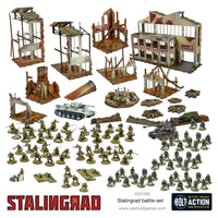 Bolt Action Stalingrad Battle Set featuring detailed miniatures, vehicles, and terrain pieces.
