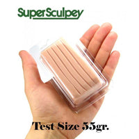 Super Sculpey Beige 55g test size polymer clay in hand

