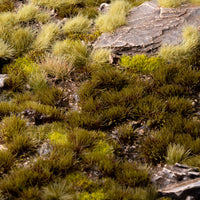 Atmospheric diorama featuring Swamp 4mm - Small Tufts, showcasing a realistic wetland scene with marshes, shadowy undergrowth, and transition areas between water and land, demonstrating the product's effectiveness in creating immersive swamp environments
