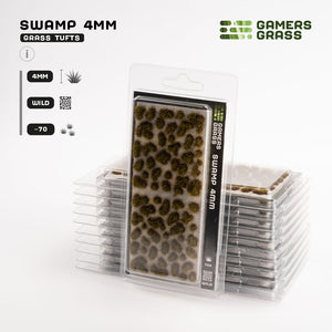 Gamers Grass Swamp 4mm - Wild Tufts packaging, featuring moody swamp scenery and wetland vegetation imagery