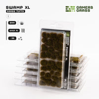 Gamers Grass Swamp XL 8mm - Wild XL Tufts packaging, featuring moody swamp scenery and tall reed imagery
