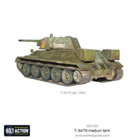 T-34/76 tank miniature with sloped armor and efficient main gun
