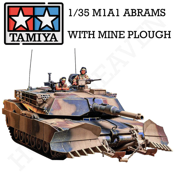 Tamiya 1/35 Scale M1A1 Abrams With Mine Plough Tank Model Kit 35158 - Hobby Heaven
