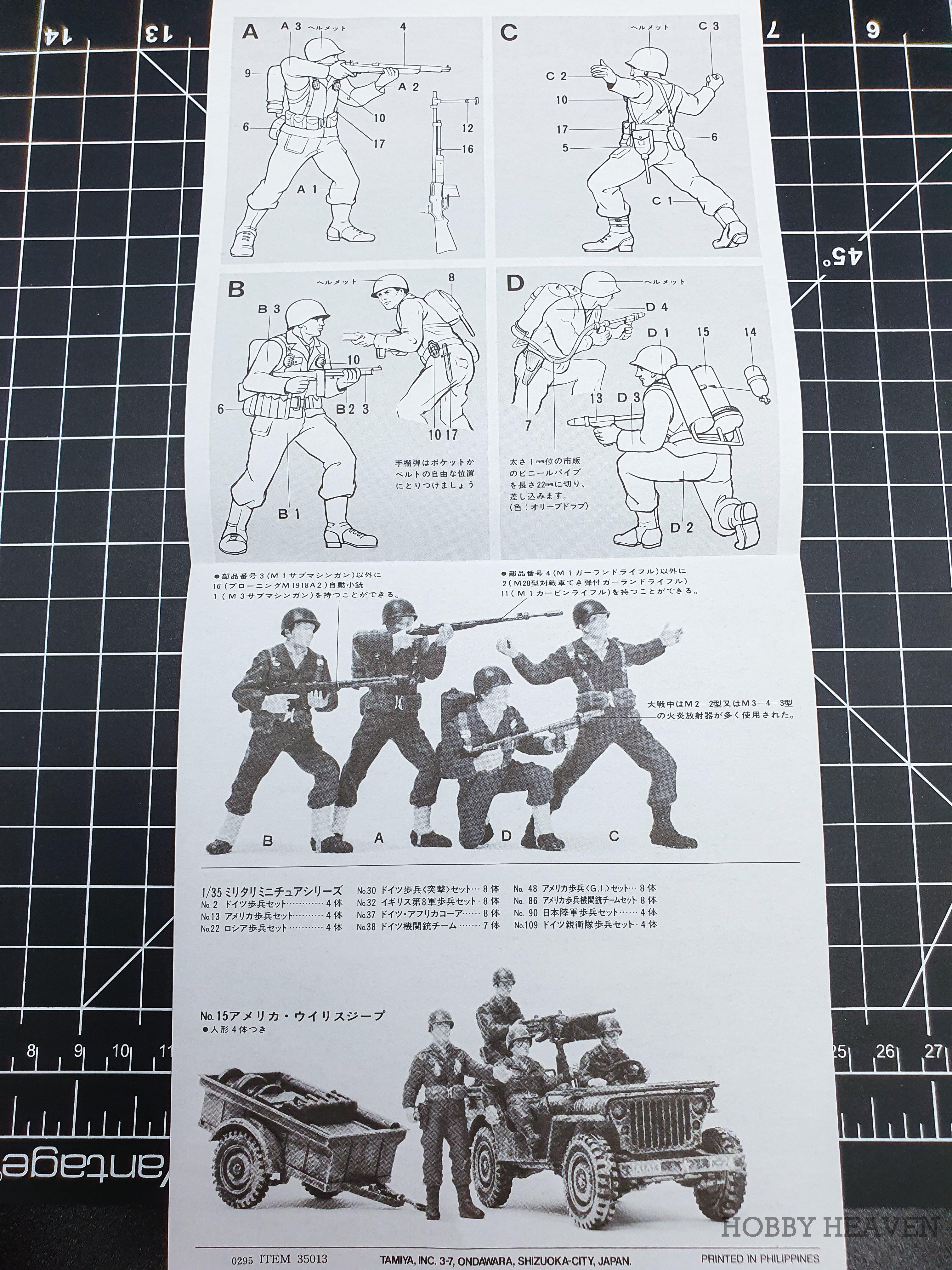 Tamiya 1/35 Scale US Army Infantry Model Kit 35013 - Hobby Heaven