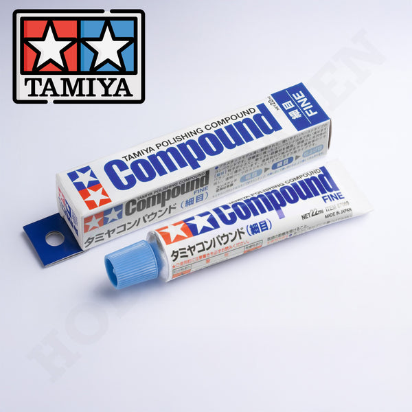 Tamiya 87069 Polishing Compound Fine 22ml – fine grit polishing paste for smoothing scratches on models and clear parts
