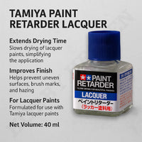Tamiya Paint Retarder Lacquer 87198 – slows drying, eliminates brush marks and improves gloss finish on models
