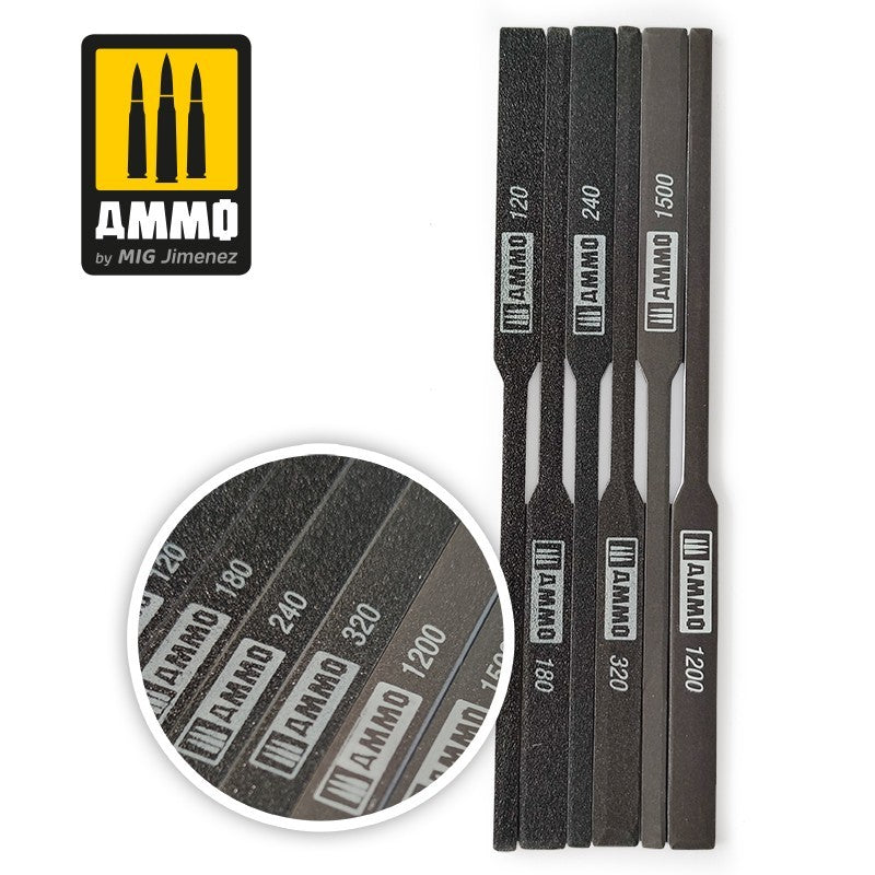 Ammo by Mig MIG8567 Tapered Sanding Sticks – 6pcs Finishing Tools for Model Kits