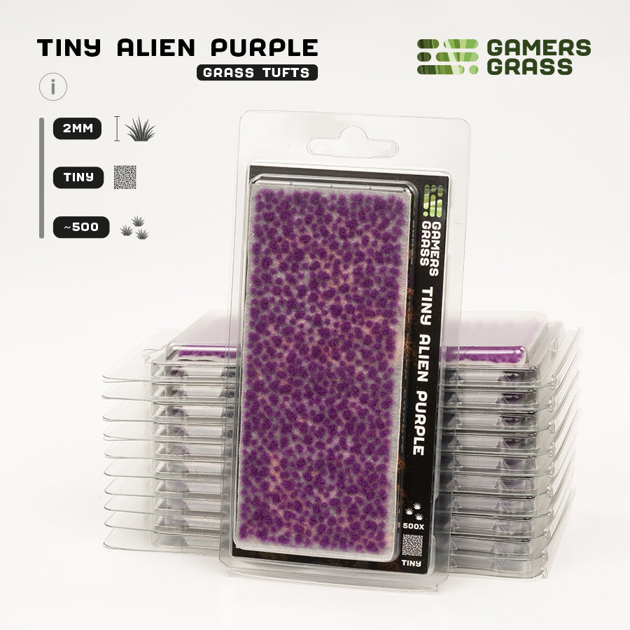 Gamers Grass Tiny Tufts Alien Purple packaging, featuring mystical purple alien micro-vegetation imagery