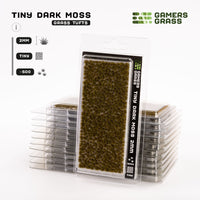 Gamers Grass Tiny Tufts Dark Moss packaging, featuring shadowy, forest-floor micro-vegetation imagery
