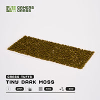 Sheet of 500 Tiny Tufts Dark Moss, displaying an array of ultra-small, dark green and brown vegetation tufts
