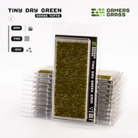 Gamers Grass Tiny Tufts Dry Green packaging, featuring micro-vegetation and detailed landscape imagery
