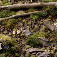 Highly detailed diorama featuring Tiny Tufts Light Green, showcasing a realistic spring meadow or freshly sprouted micro-landscape
