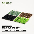 Contents of the Toxic Waste Set, displaying Alien Toxic, Burned, Alien Void, and Alien Turquoise tufts