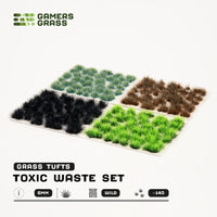 Contents of the Toxic Waste Set, displaying Alien Toxic, Burned, Alien Void, and Alien Turquoise tufts
