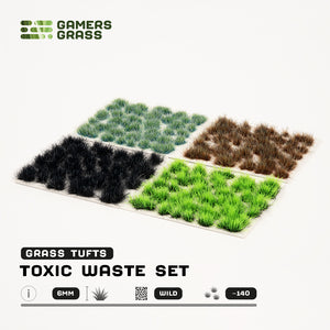 Contents of the Toxic Waste Set, displaying Alien Toxic, Burned, Alien Void, and Alien Turquoise tufts