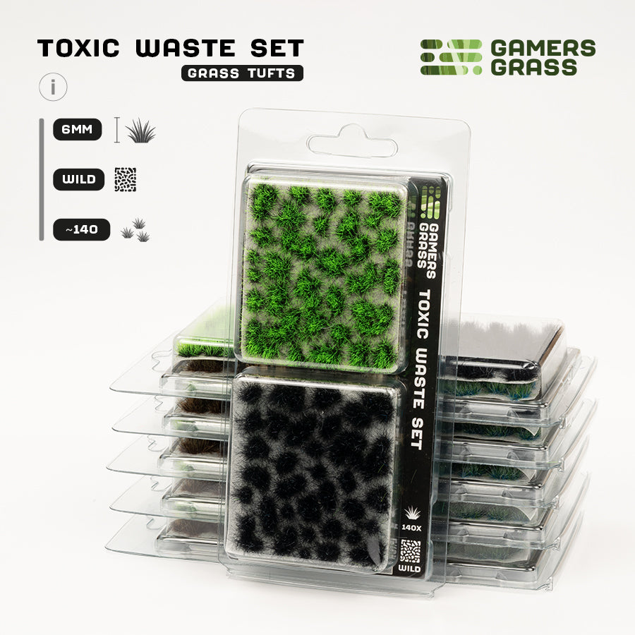 Gamers Grass Toxic Waste Set packaging, featuring ominous contaminated landscape imagery