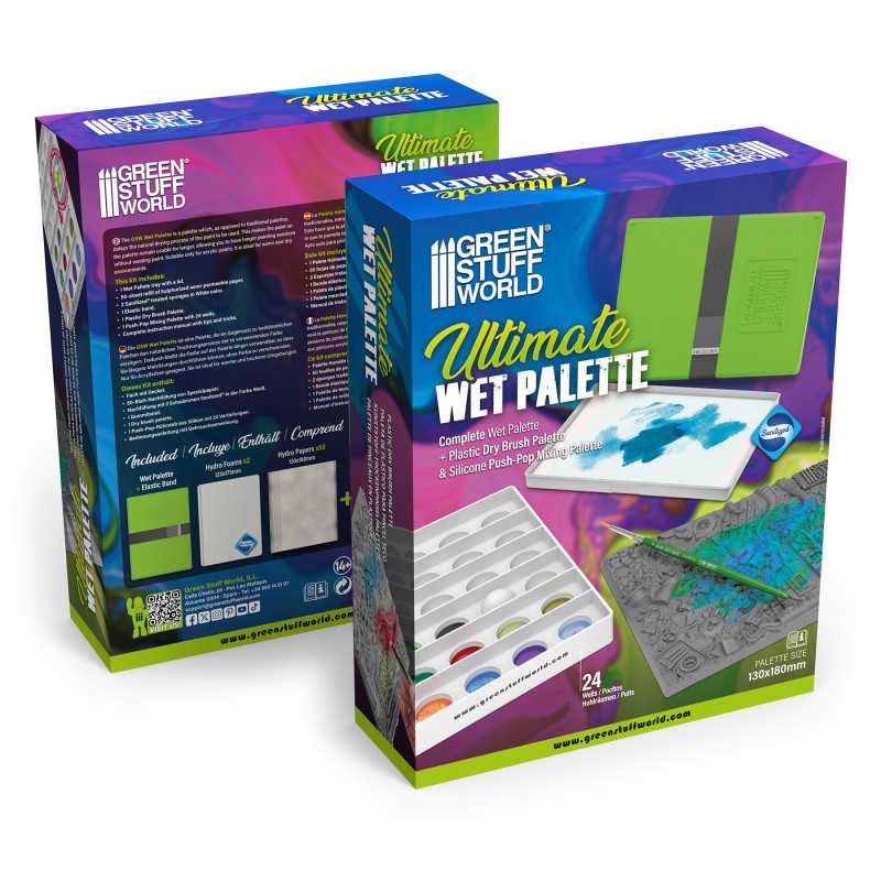 Front and back packaging of Green Stuff World Ultimate Wet Palette