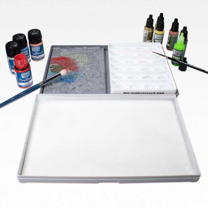 Packaging of Green Stuff World Ultimate Wet Palette XL showing included components
