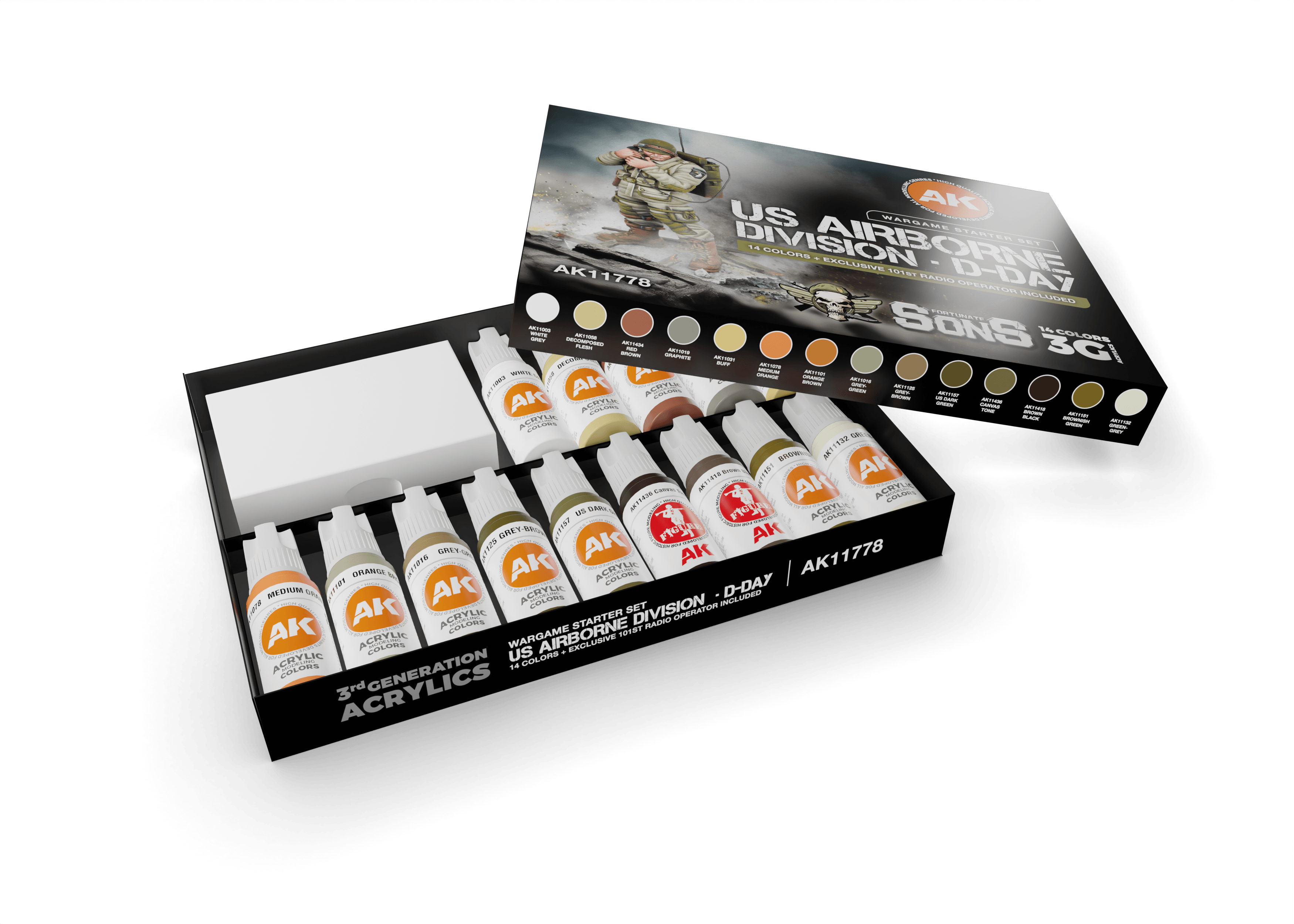 US Airborne Division D-Day Wargame Starter Set 14 Colours And 1 Figure  AK11778 - Hobby Heaven