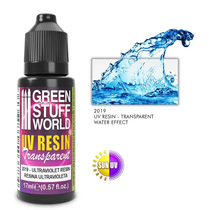 UV Resin 17ml Transparent Water Effect bottle and water splash example