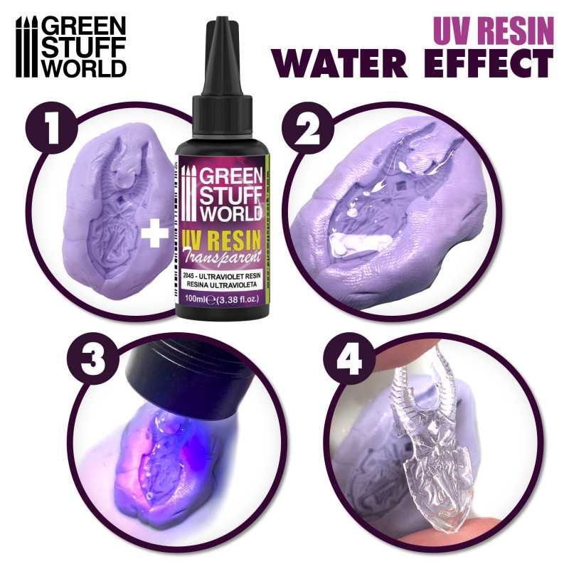 Step-by-step process of creating water effects using UV Resin 100ml Transparent
