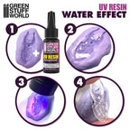 Step-by-step guide showing how to create water effects using UV Resin Transparent