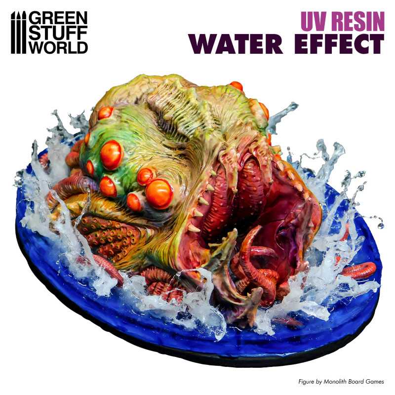 Painted miniature with water splash effect made using UV Resin