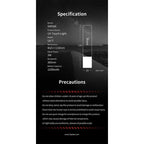 DSPIAE specification panel for the UV-T: 25 x 118 mm, 3 W, 365 nm, 1200 mAh, with precautions below