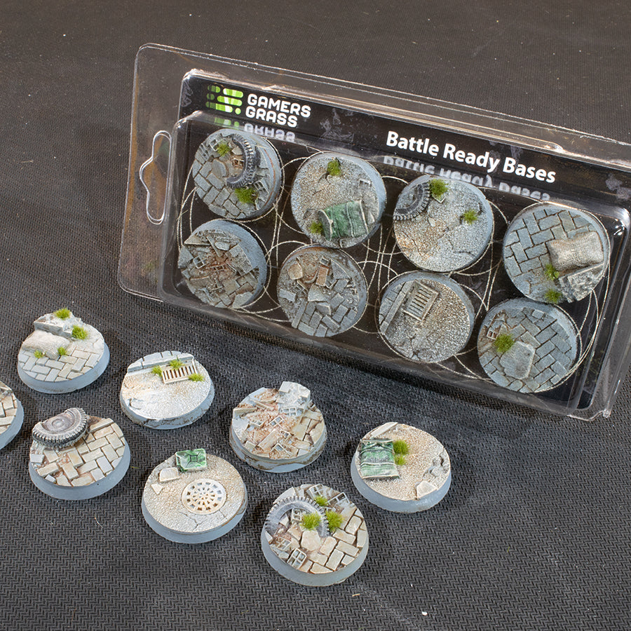 Gamers Grass Urban Warfare 32mm Round Bases x8pcs Painted Resin Base