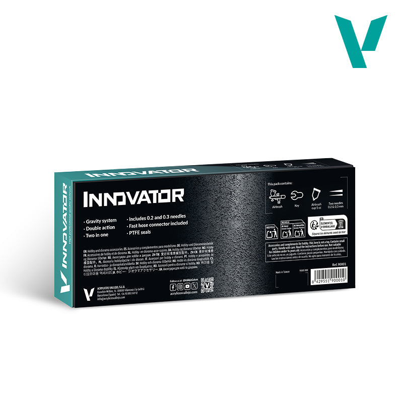 Vallejo Innovator Airbrush 90001 2-in-1 Dual Action Gravity Feed 0.2 & 0.3mm