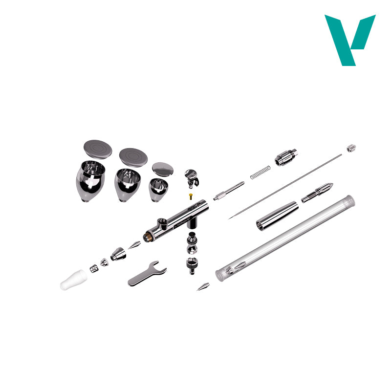 Vallejo Profinish Airbrush 90002 Dual Action Gravity Feed 0.2 & 0.3mm 3 Cups