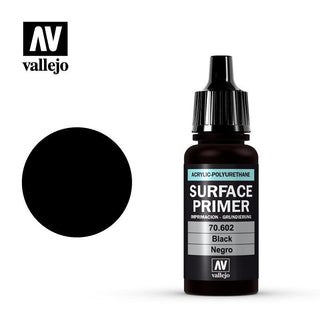 Vallejo Black Surface Primer 17ml Polyurethane VAL70602 - Hobby Heaven