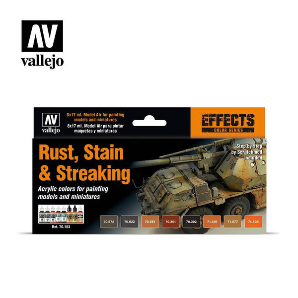 Vallejo Effects Color Paint Set Rust Stain and Streaking 8 Paints VAL70183 - Hobby Heaven
