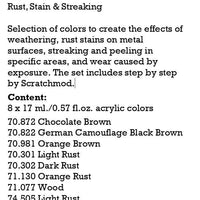 Vallejo Effects Color Paint Set Rust Stain and Streaking 8 Paints VAL70183 - Hobby Heaven