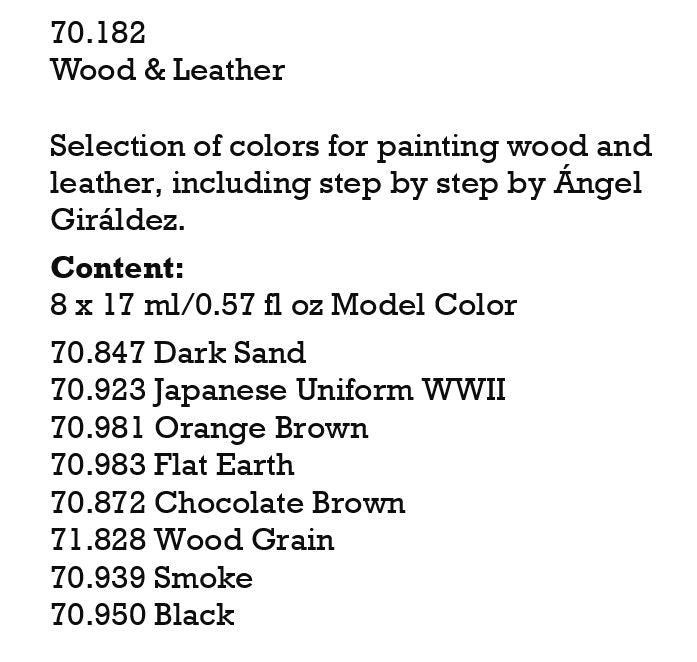Vallejo Effects Color Paint Set Wood And Leather 8 Paints VAL70182 - Hobby Heaven