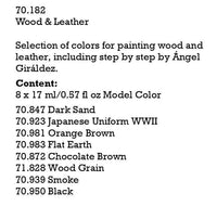 Vallejo Effects Color Paint Set Wood And Leather 8 Paints VAL70182 - Hobby Heaven
