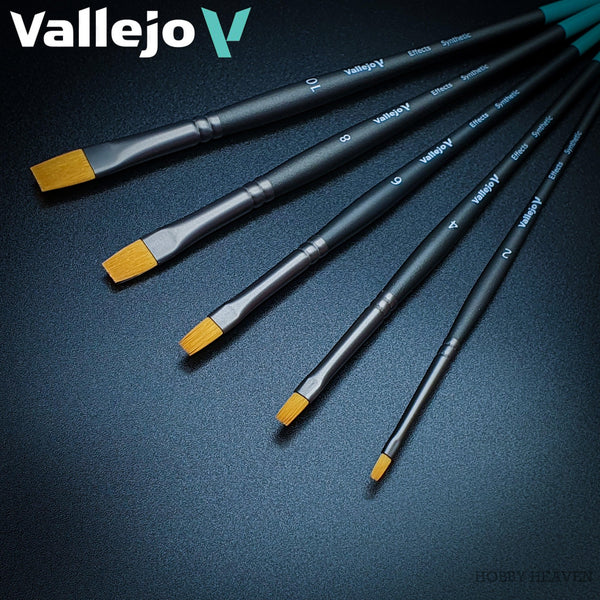 Vallejo Effects Flat Rectangular Brushes Singles Full Range - Hobby Heaven