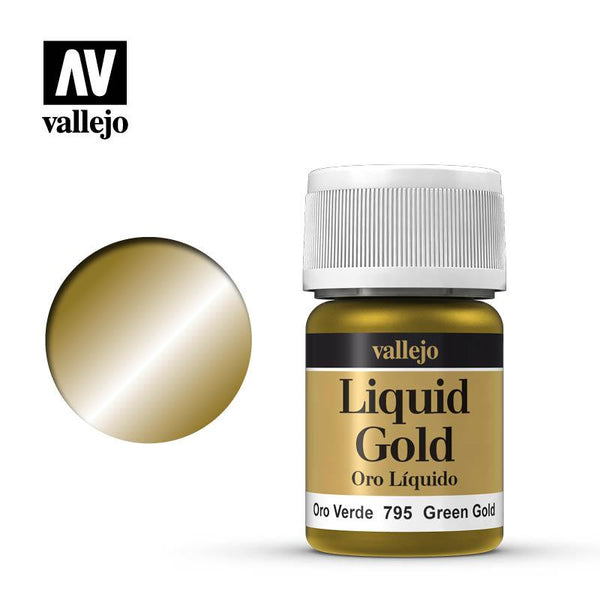 Vallejo Green Gold Liquid Gold Paints 35ml 70.795 - Hobby Heaven