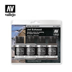 Vallejo Metal Color Jet Exhaust set card with four 32 ml bottles: Aluminium, Pale Burnt Metal, Magnesium and Jet Exhaust