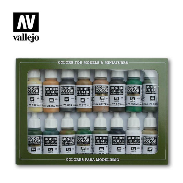 Vallejo Model Color Paint Set Allied Forces WWII 16 Paints VAL70109 - Hobby Heaven