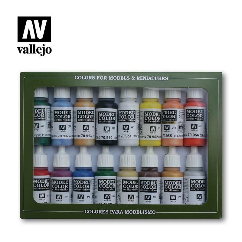 Vallejo Model Color Paint Set Basic Colors USA 16 Paints VAL70140 - Hobby Heaven