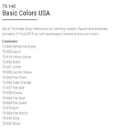 Vallejo Model Color Paint Set Basic Colors USA 16 Paints VAL70140 - Hobby Heaven
