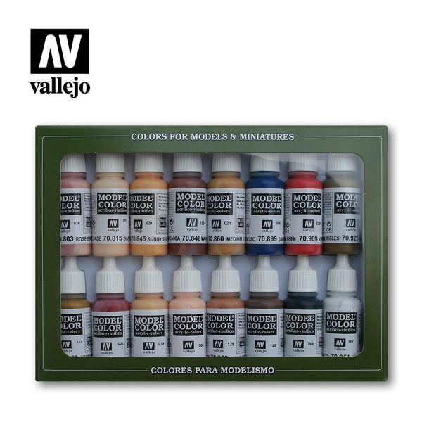 Vallejo Model Color Paint Set Face And Skin Tones 16 Paints VAL70125 - Hobby Heaven