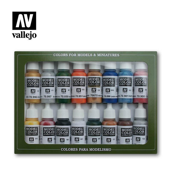 Vallejo Model Color Paint Set Folkstone Basics 16 Paints VAL70101 - Hobby Heaven