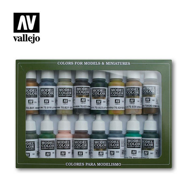 Vallejo Model Color Paint Set German Camouflage WWII 16 Paints VAL70114 - Hobby Heaven